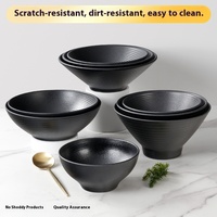 Bol rond noir classique de style japonais bol de nouilles ramen incassable en gros pour les occasions de restaurant et de fête