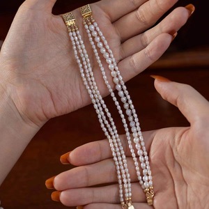 <span class=keywords><strong>Pulseras</strong></span> de Cuentas <span class=keywords><strong>para</strong></span> Mujer con Diseño Geométrico, Chapadas en Oro de 14K, Aleación de Estaño y Perlas de Agua Dulce - Regalo Clásico Versátil - Product Image 4