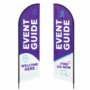 Drapeau plume marqueur de parcours de marathon avec mât en aluminium, drapeau en polyester imprimé numériquement en forme de goutte d'eau, signalétique pour événements extérieurs - Product Image 1
