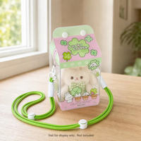 Pochette en PVC personnalisée imprimée, sac suspendu à fermeture éclair, étanche et transparente, pour l'affichage de poupées de dessin animé, sacs cadeaux avec crochet