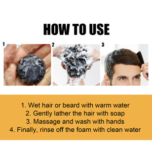 Barra de limpieza de cuero cabelludo de alta calidad, champú para oscurecer el cabello, jabón de cobertura gris, jabón negro Polygonum Multiflorum Natural para el cabello - Product Image 3