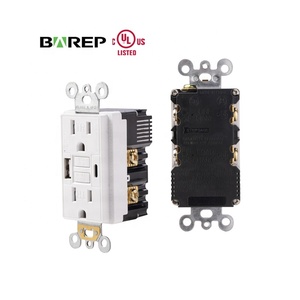 Prise murale BAREP ETL 15A 125V TR GFCI, <span class=keywords><strong>USB</strong></span>-A <span class=keywords><strong>USB</strong></span>-C 4.8A Classe A PC, résistante aux manipulations - Product Image 1