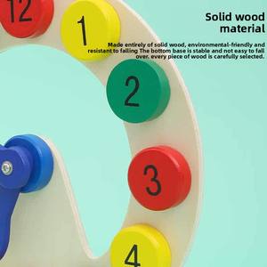 Horloge éducative pour enfants, horloge numérique en bois lisse et colorée, respectueuse de l'environnement, pour l'apprentissage préscolaire - Product Image 4