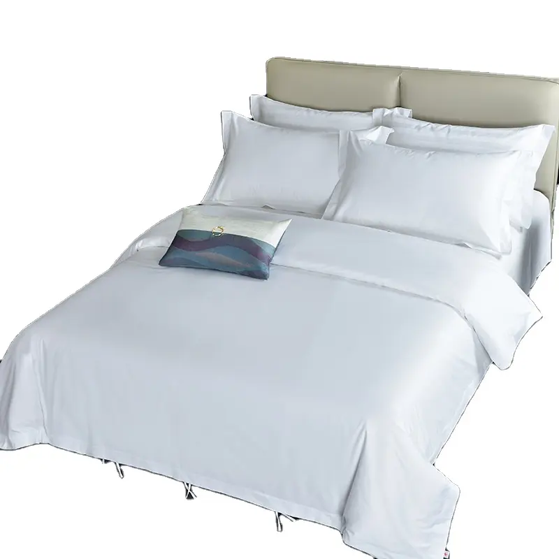 Khách sạn cung cấp bedsheet một cửa bán buôn tùy chỉnh sang trọng bông thêu khách sạn tấm trắng Khăn trải giường