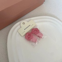 Jepit Rambut Samping Wanita Resin Buatan Tangan Motif Bunga Tanaman Pink, Elegan & Lucu, 4x2.2cm, Hadiah Selebgram