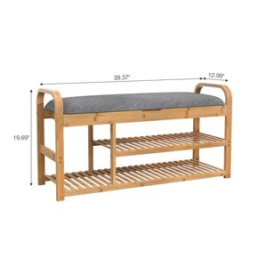 Bamboo <b>Shoe</b> <b>Rack</b> Bench With Seat Minimalist Design Freestanding Entryway <b>Storage</b> For Adults And Elderly - Product Image 2