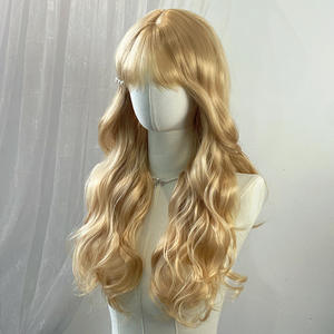 วิกผมลอนยาวแ<span class=keywords><strong>บ</strong></span><span class=keywords><strong>บ</strong></span>ฝรั่งเศส ไฮไลท์สีน้ำตาลธรรมชาติ พร้อมหน้าม้า สำหรับผู้หญิง ทนความร้อน ทำจากเส้นใยสังเคราะห์ ความยาว 25 นิ้ว - Product Image 1