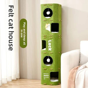 Ucuz fiyat keçe evcil hayvan çantası lüks villa kedi yatak mağara aşınmaya dayanıklı entegre kedi tırmalama tahtası her mevsim için - Product Image 4