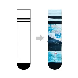 Kaliteli tüm sal beyaz polyester pamuk spandex havlu tasarım tüp çorap boş süblimasyon baskılı