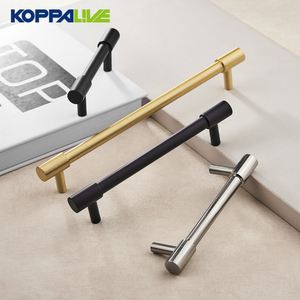 Koppalive 솔질 새틴 니켈 솔리드 황동 가구 손잡이 76mm <span class=keywords><strong>3</strong></span> 인치 무광택 골드 및 블랙 옷장 캐비닛 도어 핸들