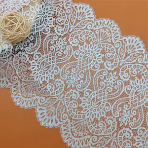 High Quality Nylon Spandex Jacquard Stretch Lace Fabric Two-Tone/Two-Color Elastic Lace Trim Fashionable Bridal Stock Accessory