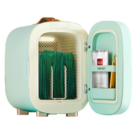 Mini-réfrigérateur de beauté vert 5L compact à porte unique avec poignée en cuir, logo OEM d'usine, pour soins de la peau