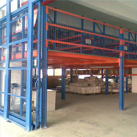 Étagère de mezzanine en acier à 3 niveaux, construction robuste et finition thermolaquée, rayonnages d'entrepôt