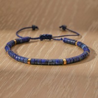Böhmisches Naturstein-Perlenarmband, vergoldetes Messing, elastisches Kordelarmband, verstellbare Länge, geometrisches Muster, Unisex-Geschenk