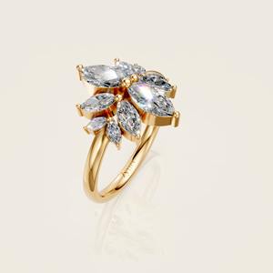 แหวนหมั้นและแหวนแสดงความรักสุดหรู ดีไซน์ดอกไม้ ประดับเพชรทรงมาร์ควิส ระยิบระยับ สำหรับผู้หญิง - Product Image 4