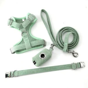 メーカーカスタマイズカラー高級コーデュロイ子犬ウォーキングギア犬ハーネスリーシュカラーコンボ - Product Image 5