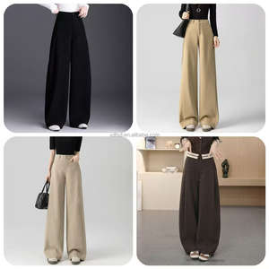 <span class=keywords><strong>Pantalones</strong></span> Anchos Casuales de Alta Calidad para Mujer con Diseño de Botones Laterales, Diseño de Cintura Alta, Estilo Formal de Fabricante - Product Image 4