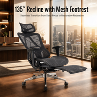 Chaise de bureau ergonomique à dossier haut en maille avec appui-tête, accoudoirs 3D, siège à cadre ouvert, chaises pivotantes pour le bureau à domicile