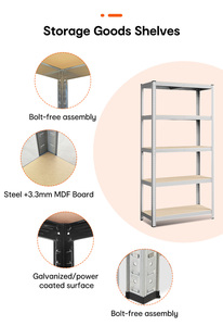 Étagère de rangement métallique sans boulons à assemblage rapide, robuste et résistante à l'usure, avec rivets, organisateur polyvalent à forte capacité de charge, avec niveaux en MDF - Product Image 4