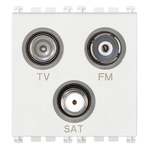 ช่องต่อเสาอากาศทีวี FM SAT แบบ 3 ทาง สีขาว ติดผนัง - Product Image 1