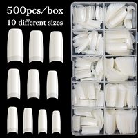 Ongles artificiels en gel souple ABS blancs, extensions d'ongles transparentes, faux ongles en gros