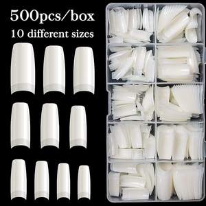 Vente en gros ABS Artificiel Blanc Gel Souple <span class=keywords><strong>Faux</strong></span> Ongles Conseils 500pcs Cercueil Presse sur Ongles - Product Image 4