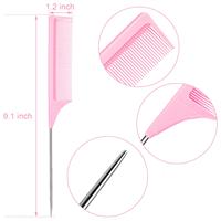 Peigne à Queue Pinceau de Coiffure en Acier Doré avec Manche en Plastique pour Salon de Coiffure, Peigne de Séparation en Carbone Pointu pour Tresses, Logo Personnalisé en Gros