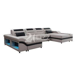 Divano Letto Sezionale a U in Pelle Venus Moderno 2026 con Luce LED e Contenitore - Ultimo Modello - Product Image 1