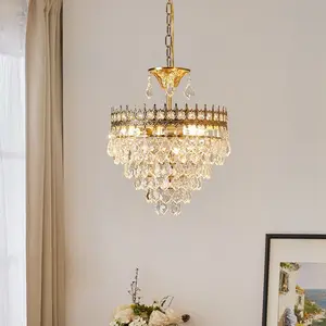 Lustre français en forme de couronne de cristal, design rétro, luminaire décoratif d'intérieur, idéal pour une chambre à coucher, une salle à manger ou une salle à manger