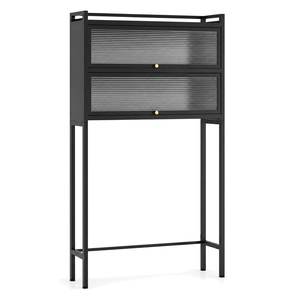 Mobiletto Salvaspazio per Lavatrice con Due Ante Ribaltabili, Organizzatore Alto per Lavanderia <span class=keywords><strong>e</strong></span> Bagno - Product Image 1