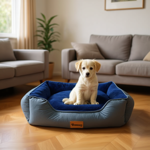 Set Letto per Animali Domestici in Tre Pezzi Blu, in Tessuto Tecnologico e Flanella per Cani - Product Image 3