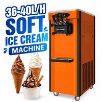 Machine à glace molle commerciale 3 saveurs, haute capacité 36-40L/H, 2800W, en acier inoxydable, avec pompe à air et écran LED GQ-36C