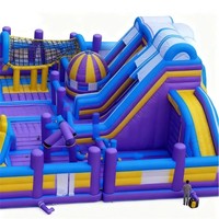 Parc d'attractions gonflable géant commercial en PVC, grande ville de divertissement gonflable pour enfants, location pour événements extérieurs