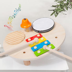 Mesa musical multifuncional de madera con xilófono y batería, juguete educativo de instrumentos de percusión para el aprendizaje musical - Product Image 2