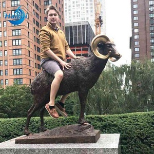 Sculpture de mouton cornu grandeur nature en bronze moulé, décor de réservatoire de jeux extérieur personnalisé, statue de chèvre en bronze - Product Image 3