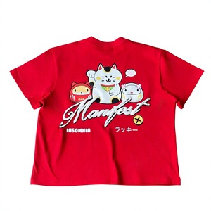 Camiseta Casual de Cuello Redondo y Manga Corta para Mujer, Talla Grande, 100% Algodón Jersey, con Estampado de Personajes en Rojo y Amarillo - Product Image 1