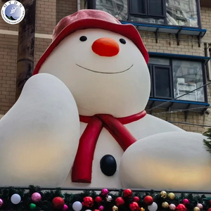 Statue de Noël géante en fibre de verre, personnalisée, de style art populaire, avec des personnages de dessins animés (bonhomme de neige, Père Noël), de haute qualité, pour l'extérieur, OEM - Product Image 3