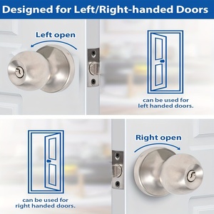 Poignée de porte à clé européenne SSR, boule ronde en laiton et acier inoxydable, ambidextre, avec installation facile et garantie d'un an - Product Image 4