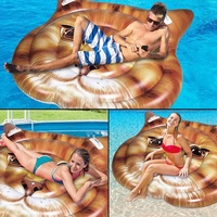 Tapis flottant gonflable pour piscine en forme de tête de panda et de chat avec motif de petites fleurs