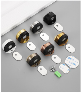 Butée de porte magnétique sans perçage en acier inoxydable, fixation au sol avec pare-chocs en caoutchouc, double fixation pour maison, hôtel, bureau, chambre - Product Image 6
