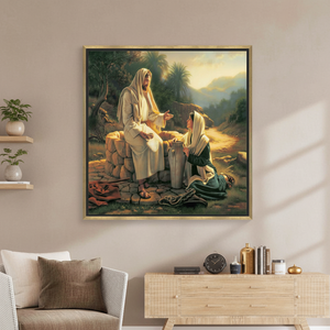 Elegant Jesus Christ <b>Canvas</b> Art: Modern Christian Home Decor Print,GOLD <b>FRAMED</b> <b>CANVAS</b> - Product Image 3