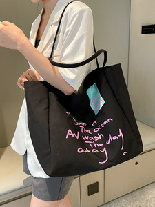 Personalized logo Canvas Fabric Handle Tote Bag Custom logo Commercial Printed Shopping Bag Recycled Women's Tote Bag