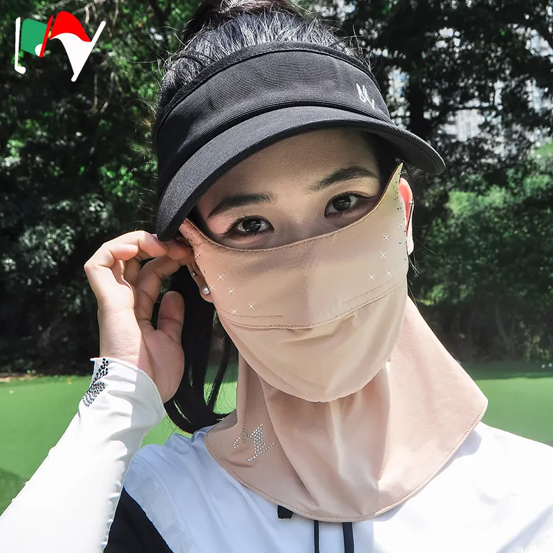 Großhandel Golf Face Guard Eis Seide Stoff Anti UV hängenden Ohr Schal Wind dicht Angeln Sonnenschutz Fahrrad Schal Maske