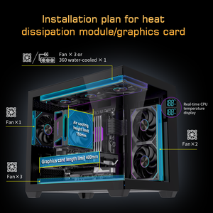 Lovingcool OEM Gaming custodia per Pc M-ATX Mini-ITX vetro temperato Mid Tower custodia per <span class=keywords><strong>Computer</strong></span> con schermo di visualizzazione della temperatura della CPU - Product Image 6