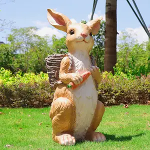 Decoração de jardim estátua de coelho, enfeites de coelho para decoração ao ar livre, decoração criativa, escultura de jardim, ornamento de coelho