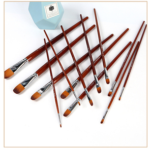 保持微笑13支圆形长柄尼龙头发丙烯酸油漆刷丙烯酸油彩 - Product Image 5