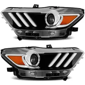 New Product Auto Parts HID/Xenon W/LED DRL Pair Projector Headlamp Headlight For 2015-2017 Ford Mustang