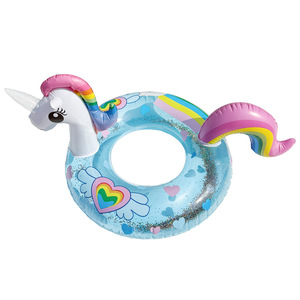 Inf Kelukeya Unicorn Swim Ring Transparent Thick Sequined <b>Inflatable</b> <b>Float</b> For Pool Water Park Child Unisex - Product Image 5