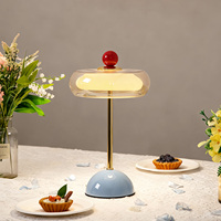 Lampe de table sans fil à chargement USB avec abat-jour en verre, lampe de chevet rétro simple à base métallique, lampe d'ambiance créative pour chambre et café
