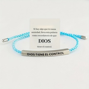 Braccialetto Intrecciato Colorato Fatto a Mano in Acciaio Inossidabile con Scritta 'Dios Tiene El Control', Regalo Unisex con Biglietto di Incoraggiamento - Product Image 6
